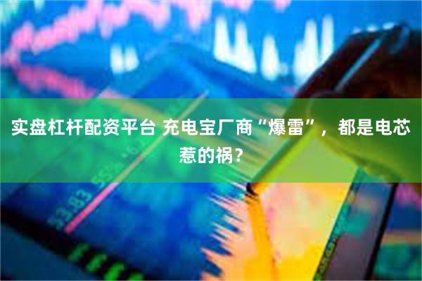 实盘杠杆配资平台 充电宝厂商“爆雷”，都是电芯惹的祸？