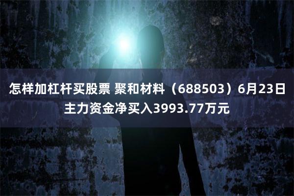 怎样加杠杆买股票 聚和材料（688503）6月23日主力资金净买入3993.77万元