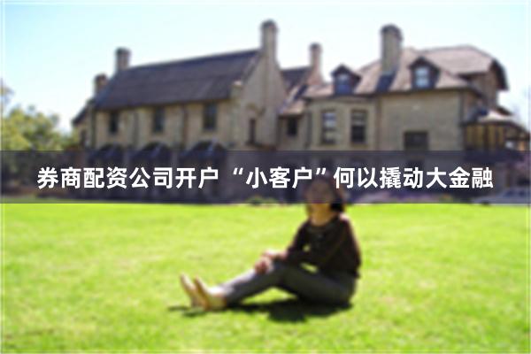 券商配资公司开户 “小客户”何以撬动大金融