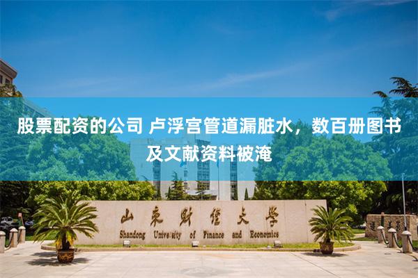 股票配资的公司 卢浮宫管道漏脏水，数百册图书及文献资料被淹