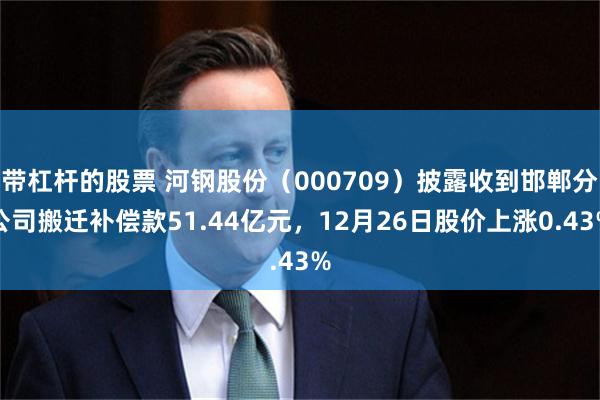 带杠杆的股票 河钢股份(000709)披露收到邯郸分公司搬迁补偿款51.44亿元,12月26日股价上涨0.43%