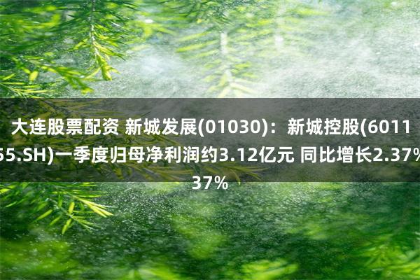大连股票配资 新城发展(01030)：新城控股(601155.SH)一季度归母净利润约3.12亿元 同比增长2.37%