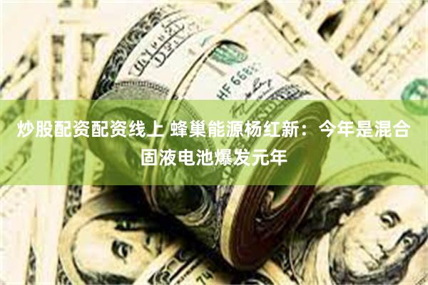 炒股配资配资线上 蜂巢能源杨红新：今年是混合固液电池爆发元年