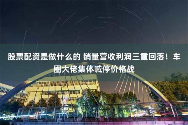 股票配资是做什么的 销量营收利润三重回落!车圈大佬集体喊停价格战