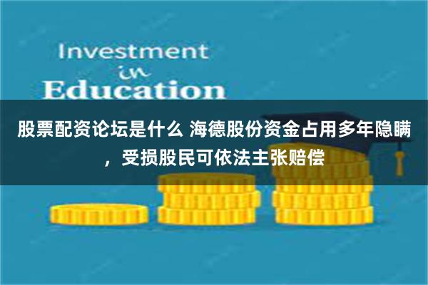 股票配资论坛是什么 海德股份资金占用多年隐瞒,受损股民可依法主张赔偿